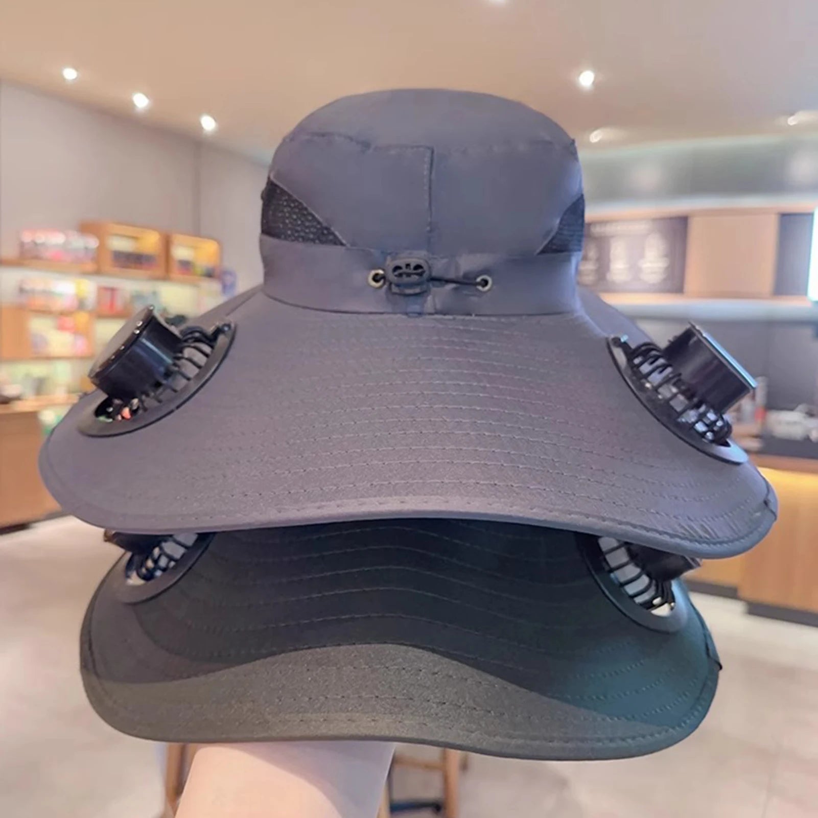 Solar Fan Hat UV Resistant Sun Hat with 2 Solar Fan Breathable Outdoor Sports Wide Brim Hat Beach Camping Hiking Fishing Hat