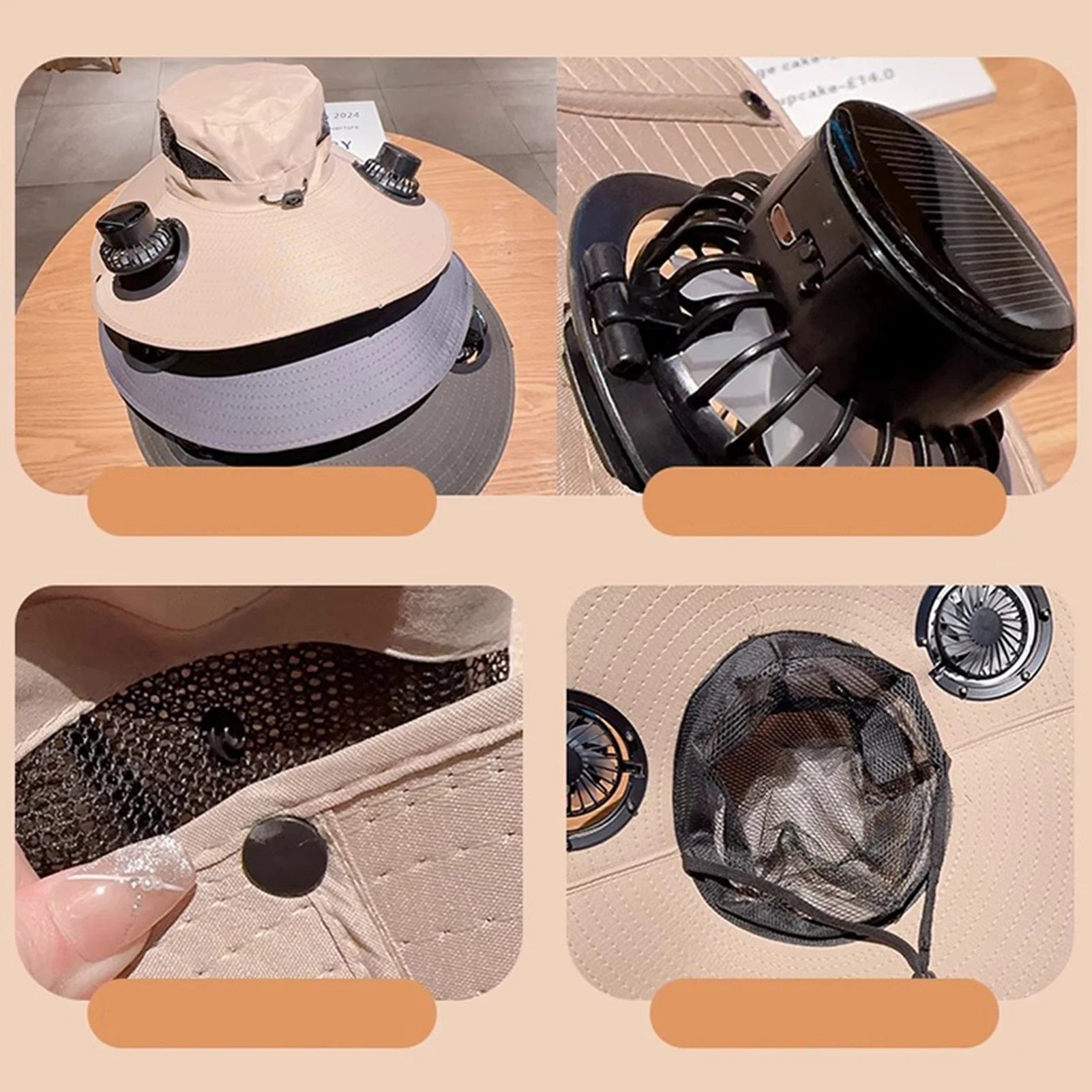 Solar Fan Hat UV Resistant Sun Hat with 2 Solar Fan Breathable Outdoor Sports Wide Brim Hat Beach Camping Hiking Fishing Hat