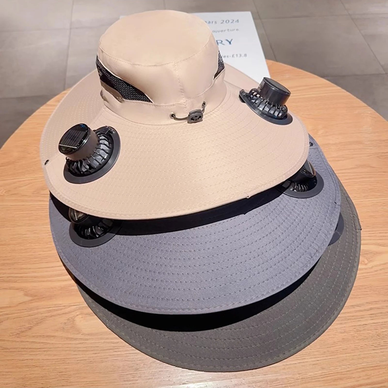 Solar Fan Hat UV Resistant Sun Hat with 2 Solar Fan Breathable Outdoor Sports Wide Brim Hat Beach Camping Hiking Fishing Hat